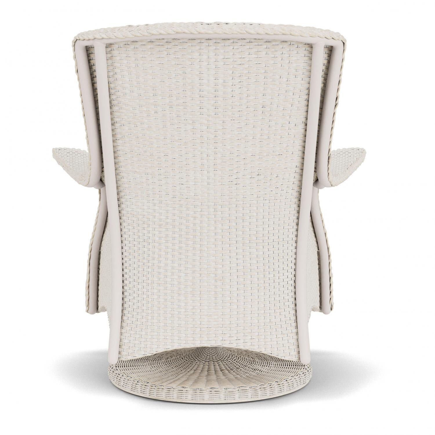 Lloyd Flanders Mandalay Swivel Rocker Lounge Chair in Antique White Finish with Tundra Dove Fabric - Back thumbnail