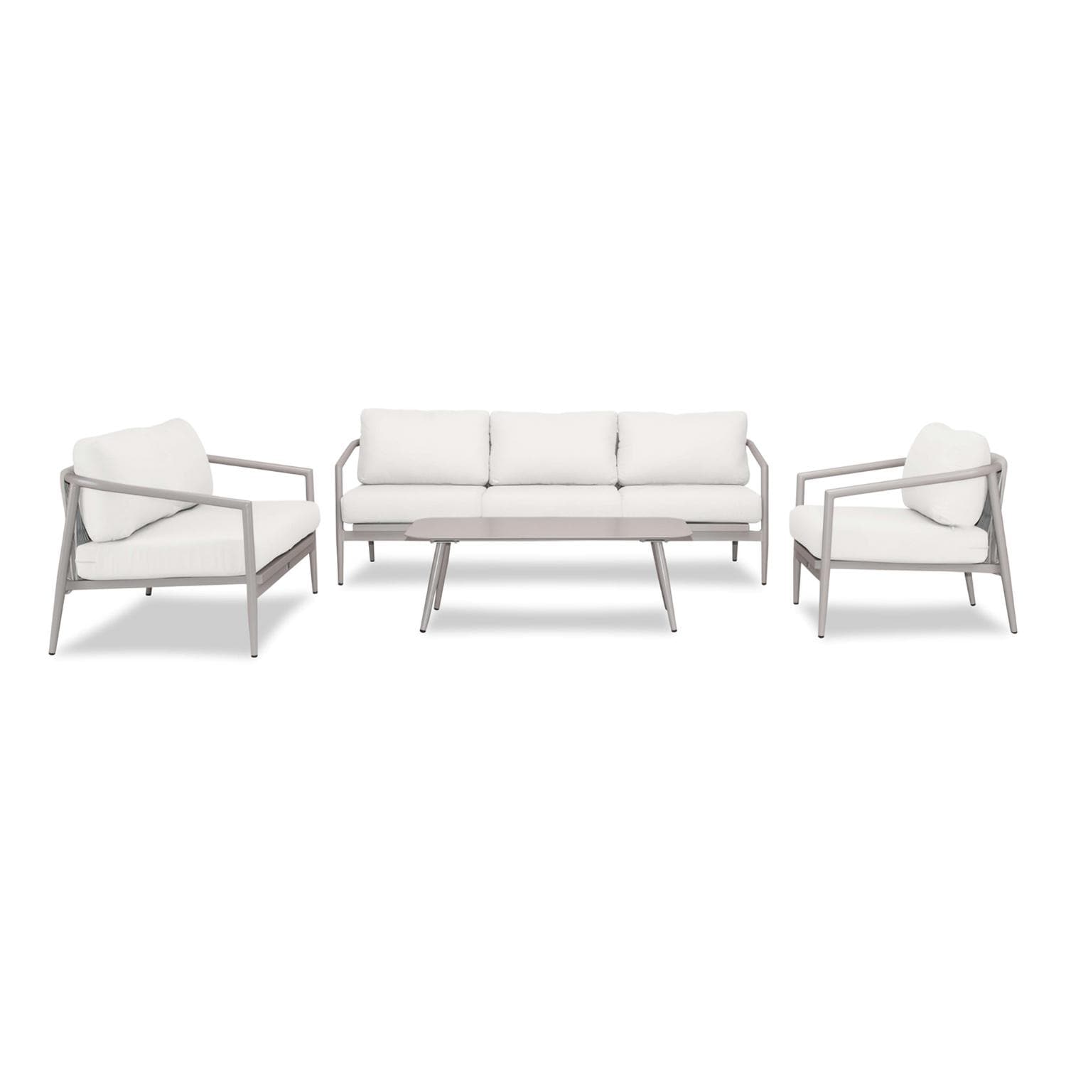 Lakeview Midnight Cove 4 Pc Aluminum Sofa Loveseat Seating Set in Urban Stone/Carrera/Canvas Natural - Front - White Background thumbnail