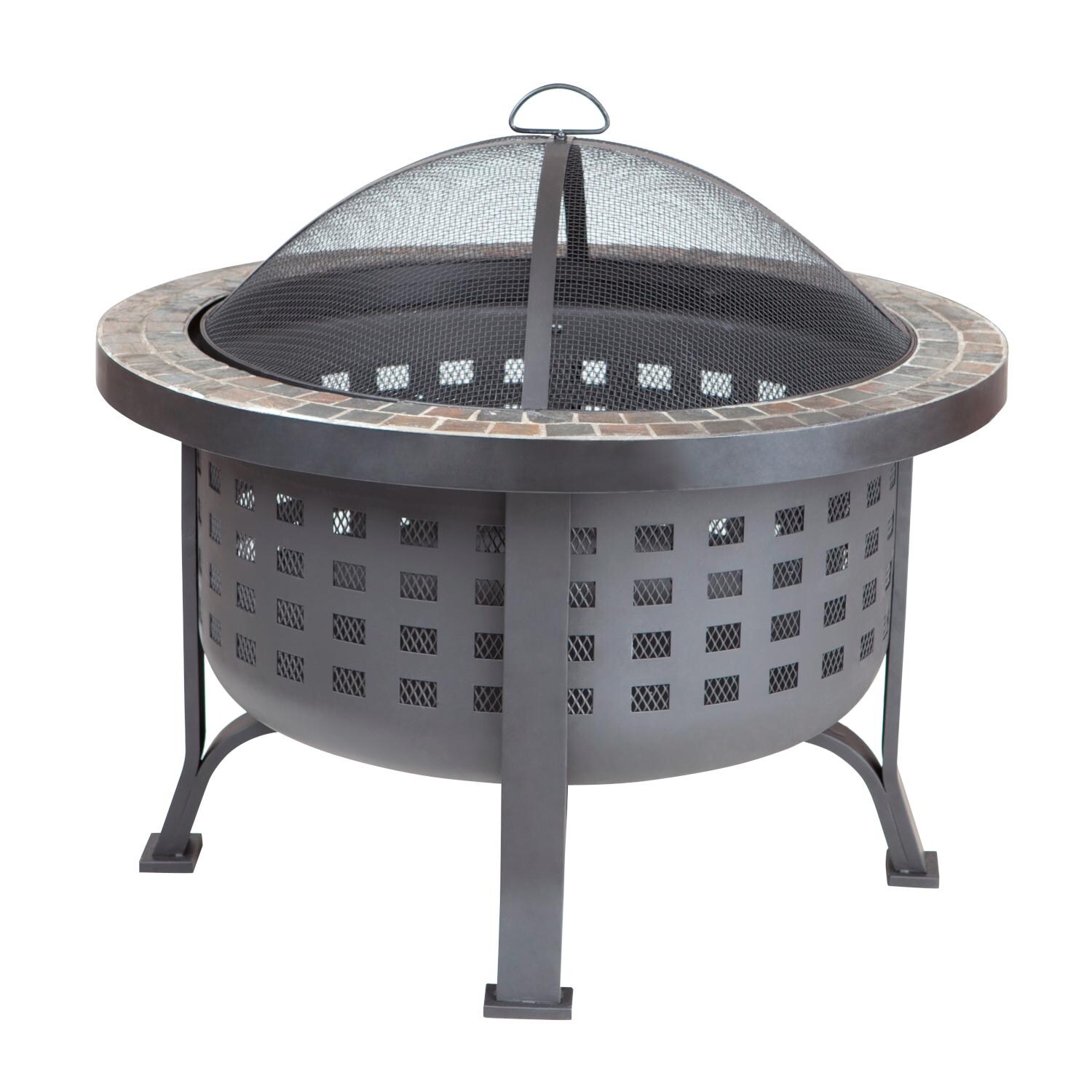 Ultimate Patio SC62240 Carondelet 30-Inch Round Slate Top Wood Burning Fire Pit - Full View thumbnail