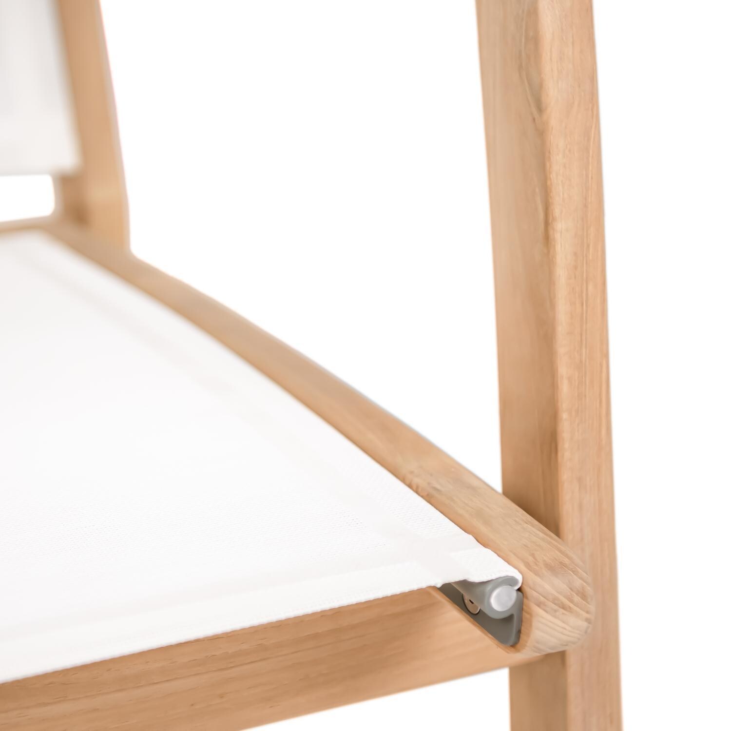 Teak + Table Cayman Sling Stacking Chair in White - Detail thumbnail