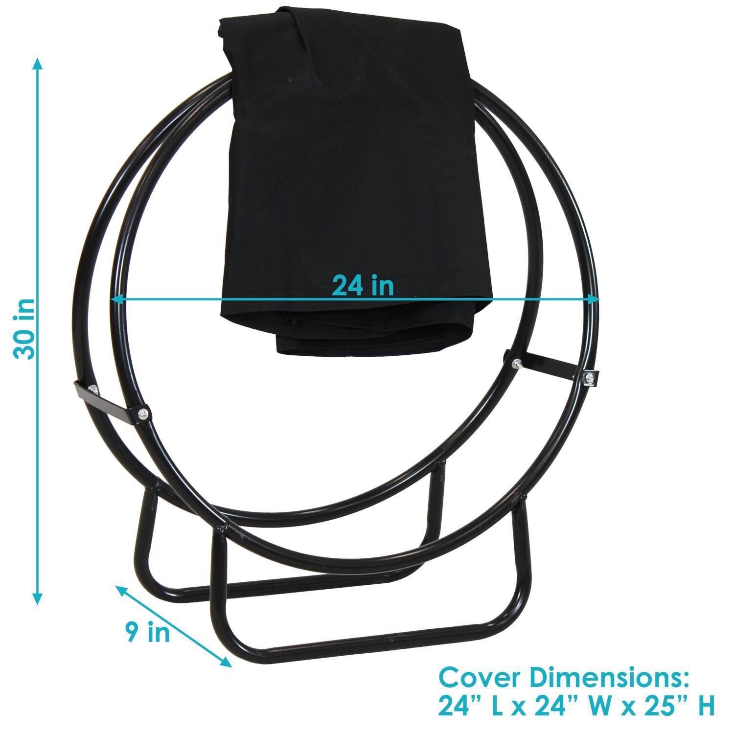 Ultimate Patio SC-QX-24LH-COVER-COMBO Black Steel Firewood Log Hoop Rack with Black Cover - 24-Inch - Dimensions thumbnail