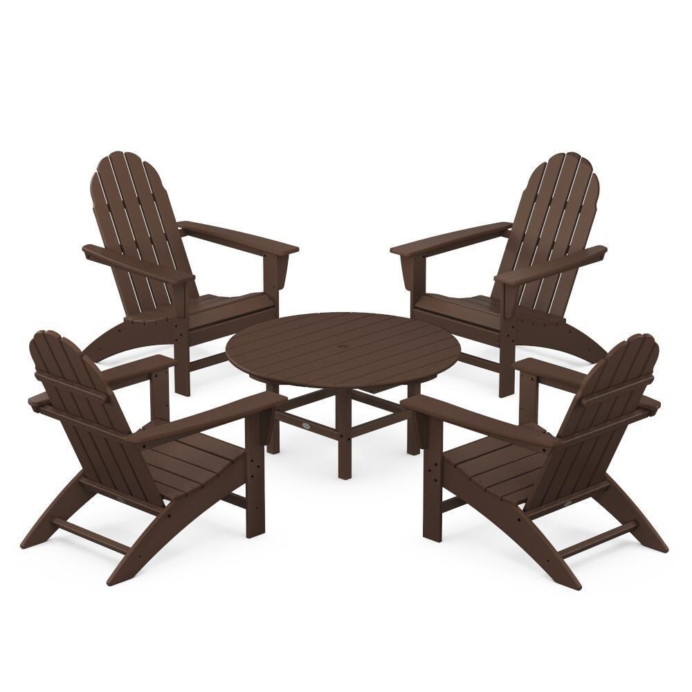 Vineyard 5 Pc Recycled Plastic Adirondack Seating Set in Mahogany by POLYWOOD