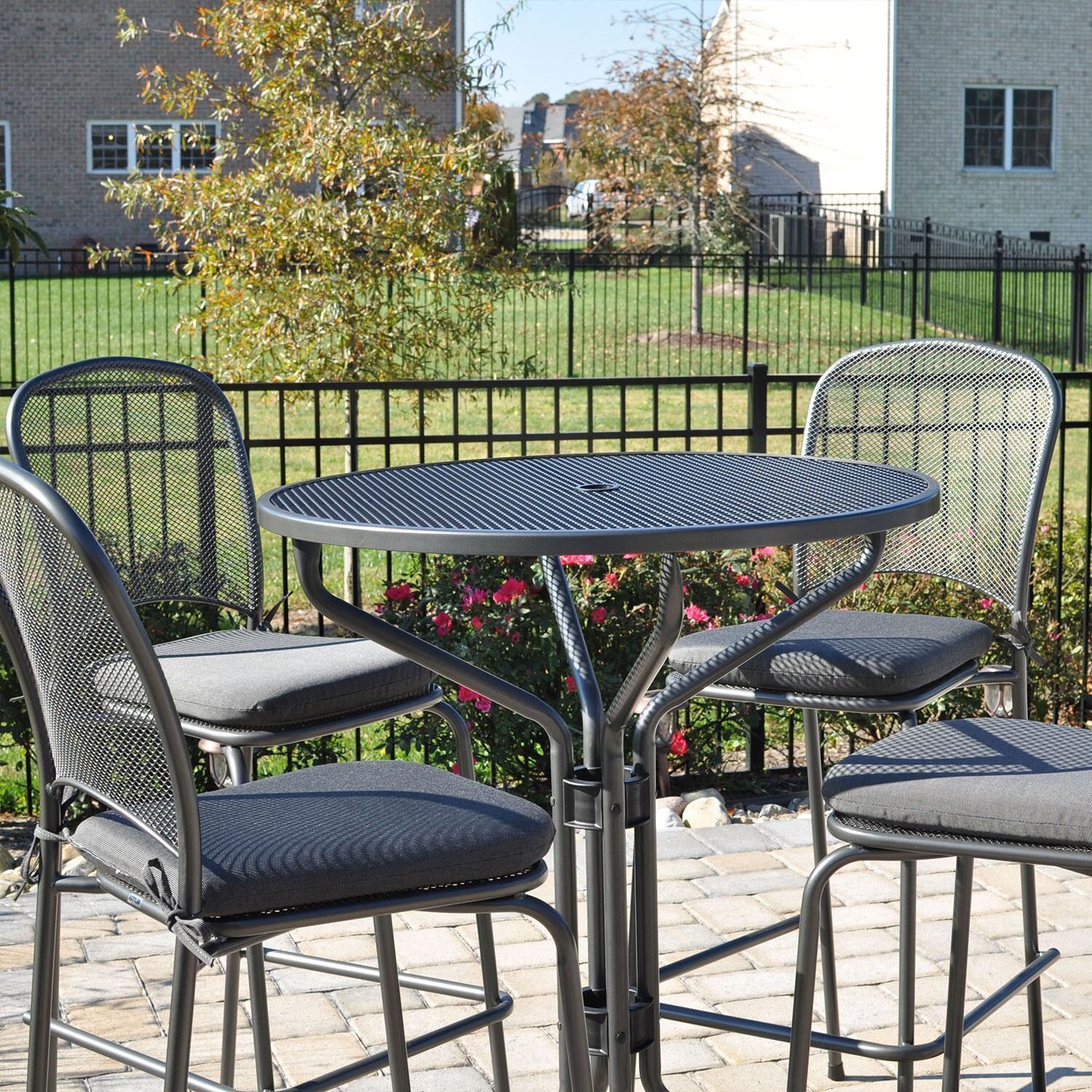 Carlo 5 Pc Steel Bar Dining Set in Gray By KETTLER - Front View - Lifestyle thumbnail