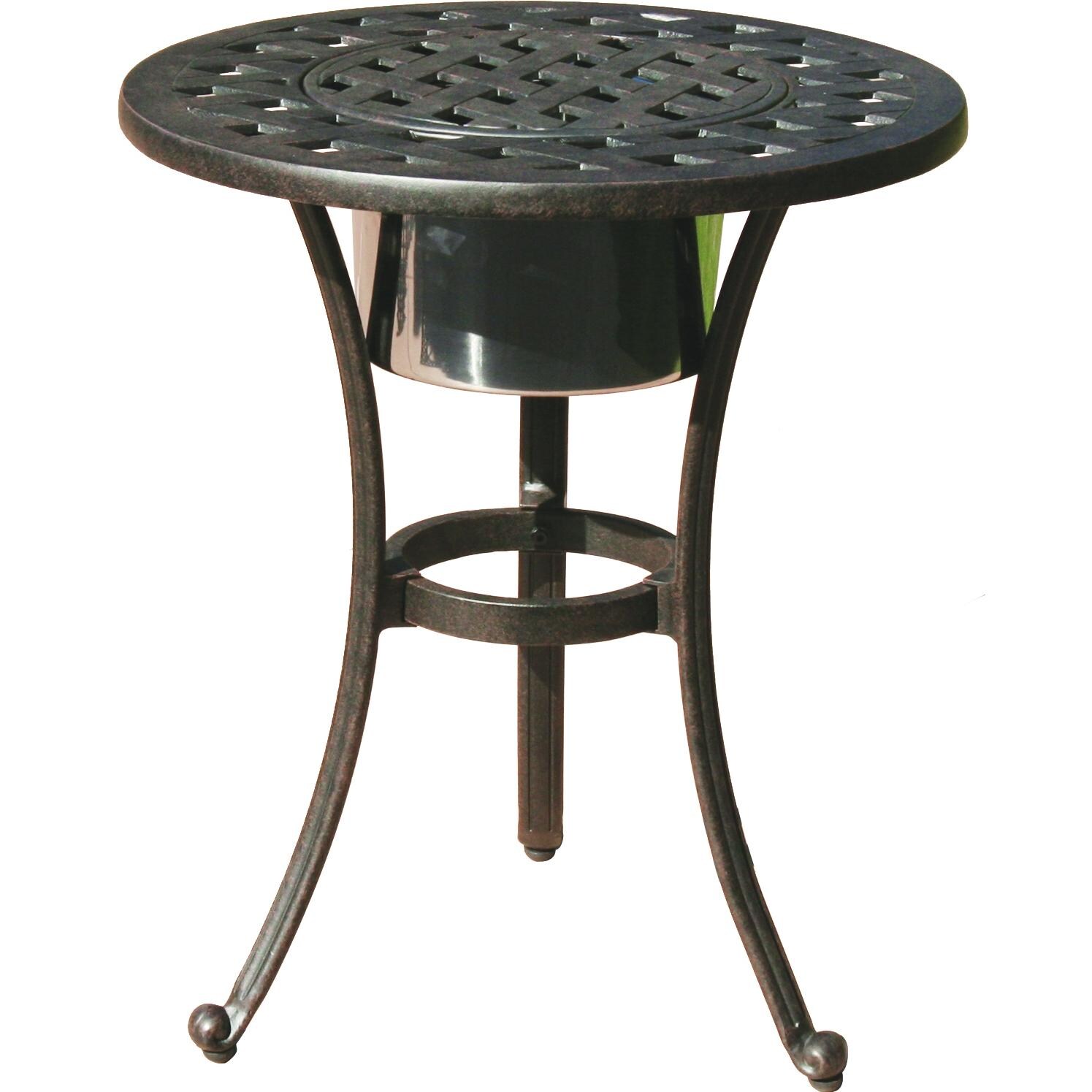 Series 30 21 Inch Round Cast Aluminum End Table w/ Ice Bucket by Darlee