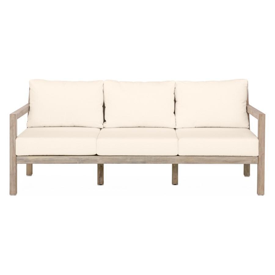Teak + Table Monday Brushed Teak Patio Sofa in Sand - White Background thumbnail