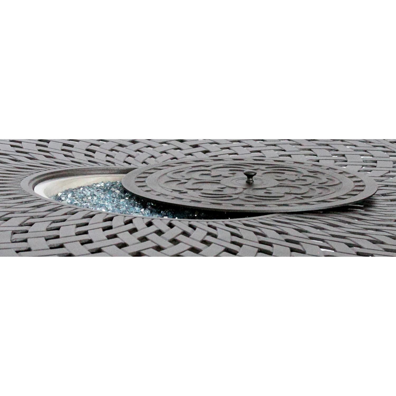 Darlee 201610-7PC-60GD Mountain Cast Aluminum 60 Inch Fire Pit Dining Table - Top Detail thumbnail