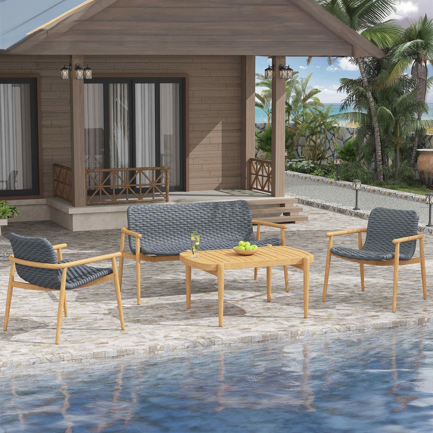 Rosedown 4 Pc Aluminum Seating Set in Gray by Lakeview Outdoor Designs