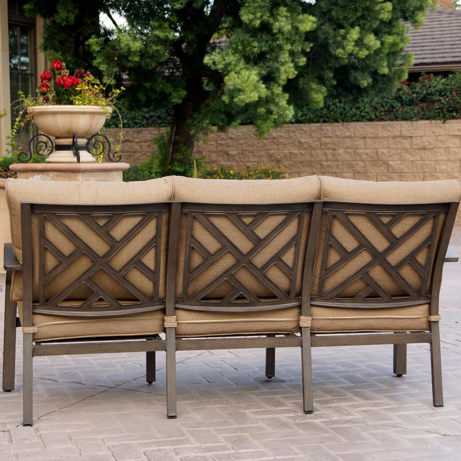 Darlee Brooklyn 4 Piece Patio Conversation Set W/ 43 X 21-Inch Rectangular Coffee Table & Sesame Cushions - Couch Back thumbnail