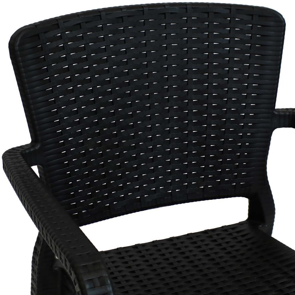 Ultimate Patio Black Plastic Stackable Arm Chair - Chair Back thumbnail