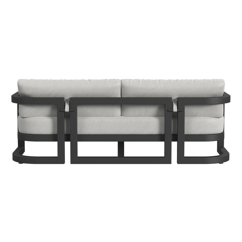 Malibu 3 Person Aluminum Sofa in Black/Soothe Pearl by Sunset West - Rear - White Background thumbnail