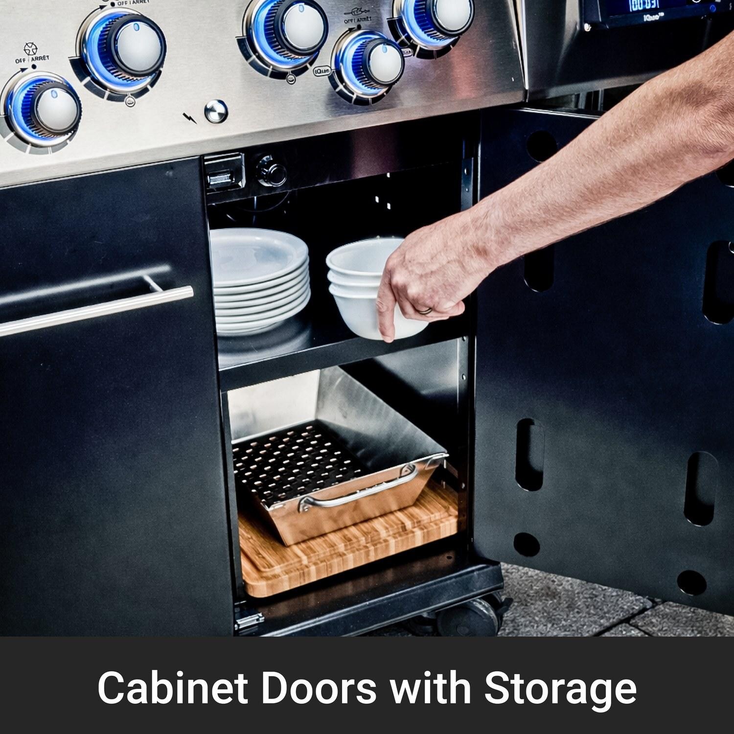Broil King 688247 Regal Q 590 Pro IR Natural Gas Grill - Cabinet Doors with Storage - Detail thumbnail