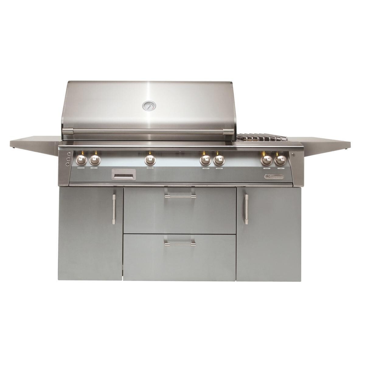 Alfresco Grills ALXE-56SZC-NG-S7004 Alfresco ALXE 56-Inch Natural Gas Deluxe Grill With Sear Zone, Rotisserie, And Side Burner in Signal Gray thumbnail