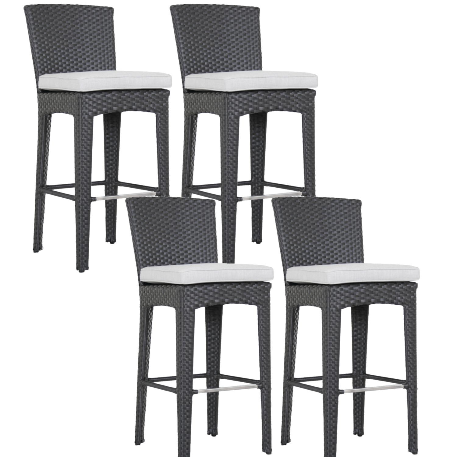 Solana 4 Piece Wicker Patio Counter Height Bar Stool Set W/ Sunbrella