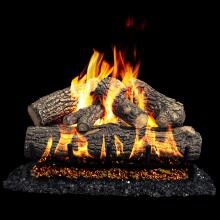 Firenado 24-Inch Oak Gas Log Set With Vented Natural Gas Stainless Firenado Burner and Black Fire Glass - Match Light image