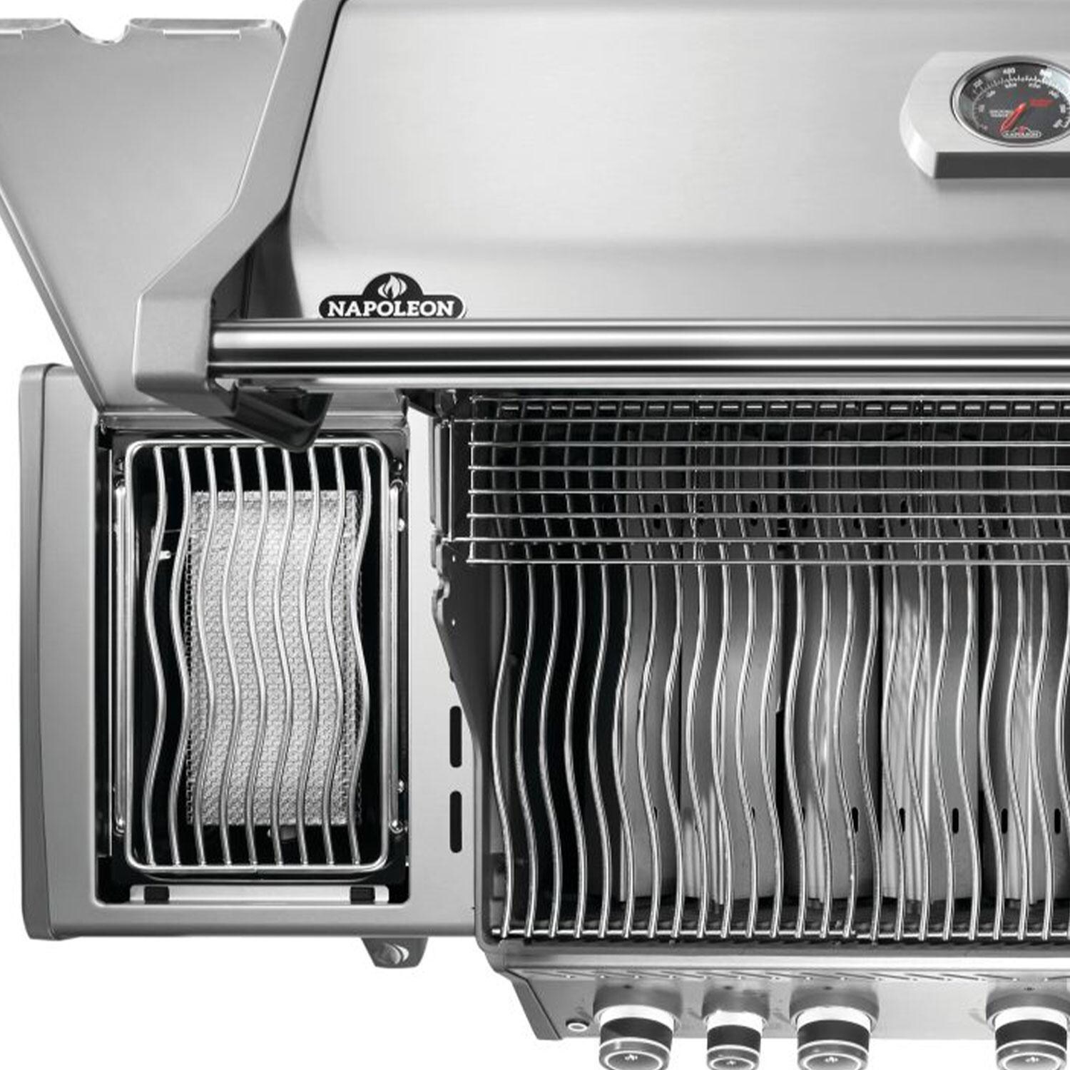 Napoleon RP625SIBNSS-2 Rogue PRO 625 Propane Gas Grill w/ Infrared Side Burner - Stainless Steel - Side Burner - Overhead View - Detail thumbnail