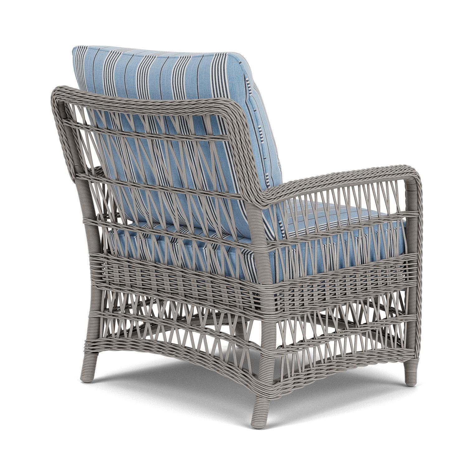 Lloyd Flanders Mackinac Lounge Chair in Putty Finish with Hansen Sky Fabric - Rear Right thumbnail