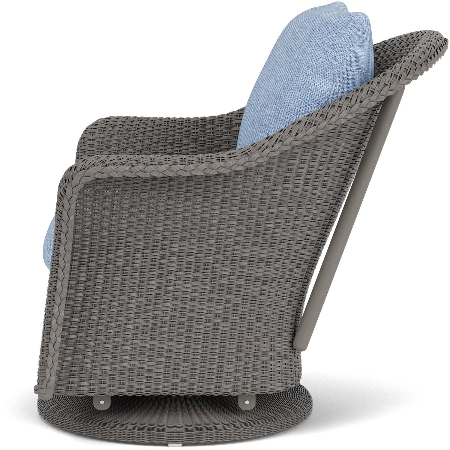 Lloyd Flanders Weekend Retreat Swivel Glider Lounge Chair in Pewter Finish W/ Demo Skyway Fabric - Side thumbnail
