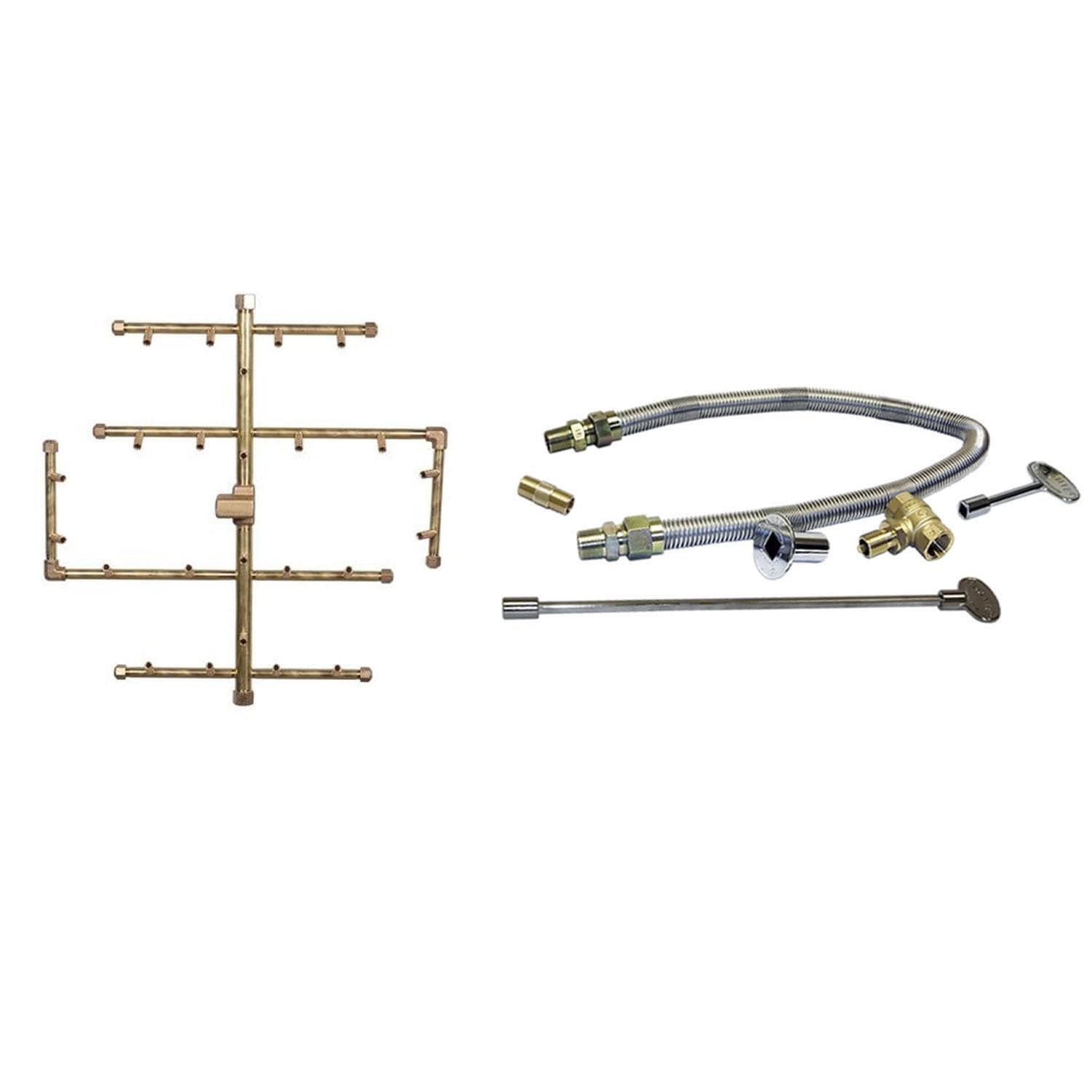 Warming Trends 20 1/2 X 19 1/2 CROSSFIRE Brass Natural Gas/Propane Burner & Flex Line Kit