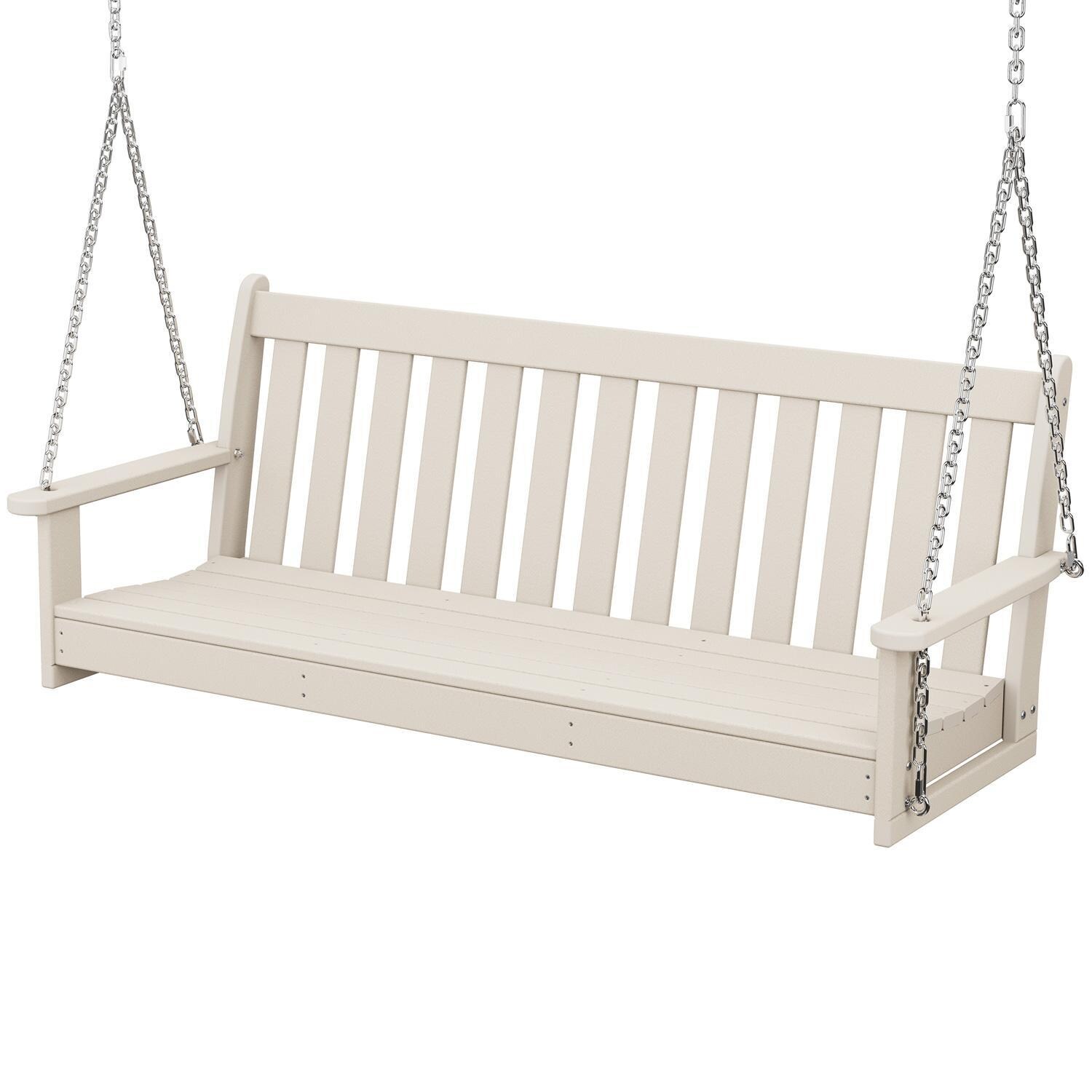 POLYWOOD Vineyard 60-Inch Porch Swing - Sand - Front View thumbnail