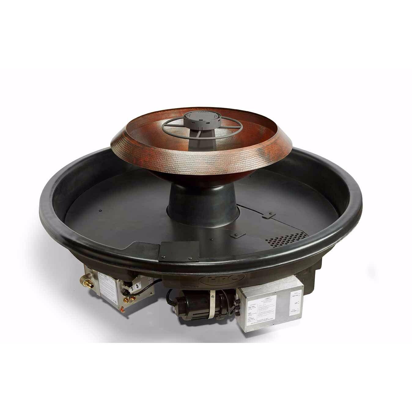 HPC H2Onfire 52-Inch Propane Gas Fire On Water Feature W/ Round Copper 360 Spill-Over Fire On Water Bowl - Electronic Ignition - 120VAC