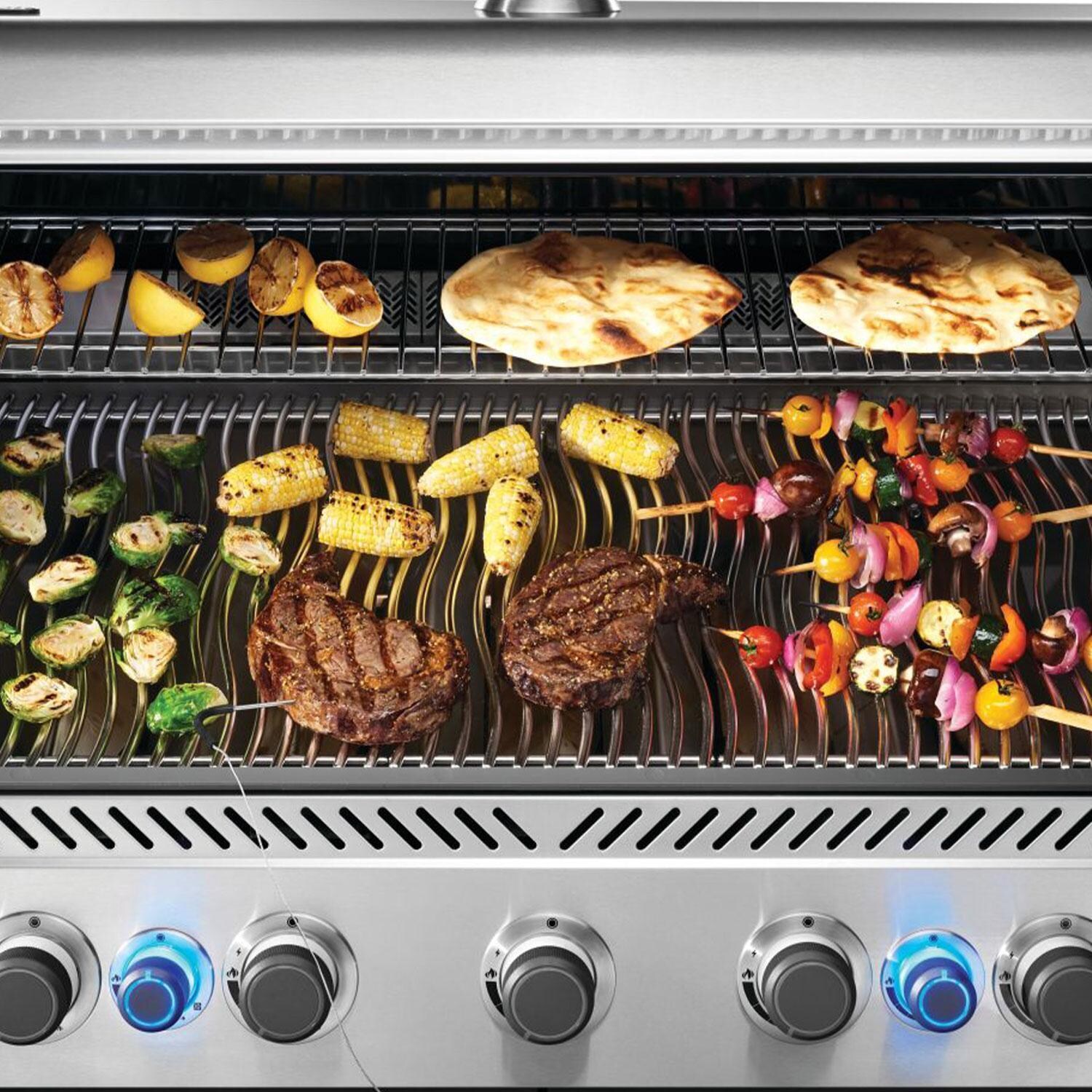 Napoleon P665VRSIBNSS Prestige 665 Propane Gas Grill w/ Infrared Side & Rear Burner - Stainless Steel - Grilling - Knobs Off - Lifestyle thumbnail