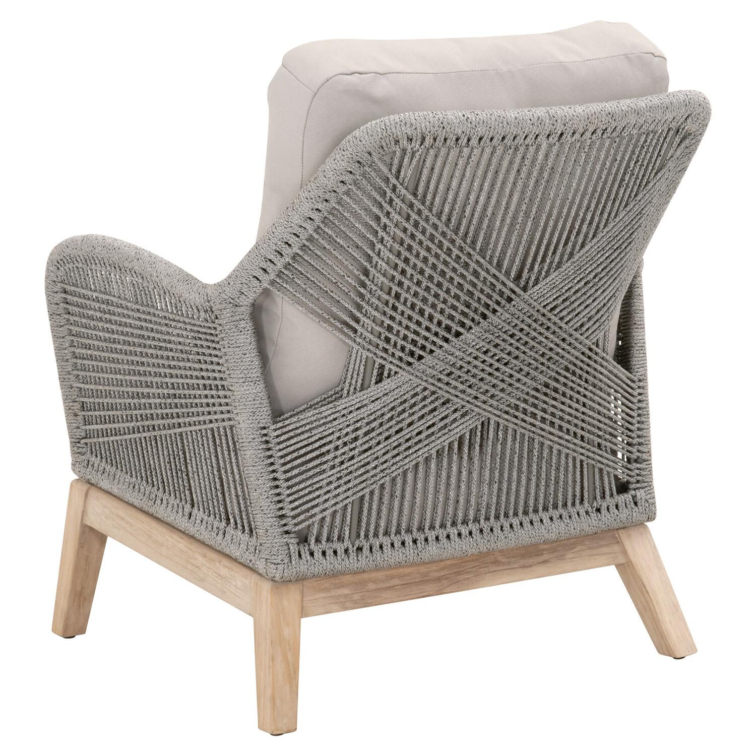 Lakeview Peninsula Way Woven Rope Club Chair in Platinum - Back Angle View thumbnail
