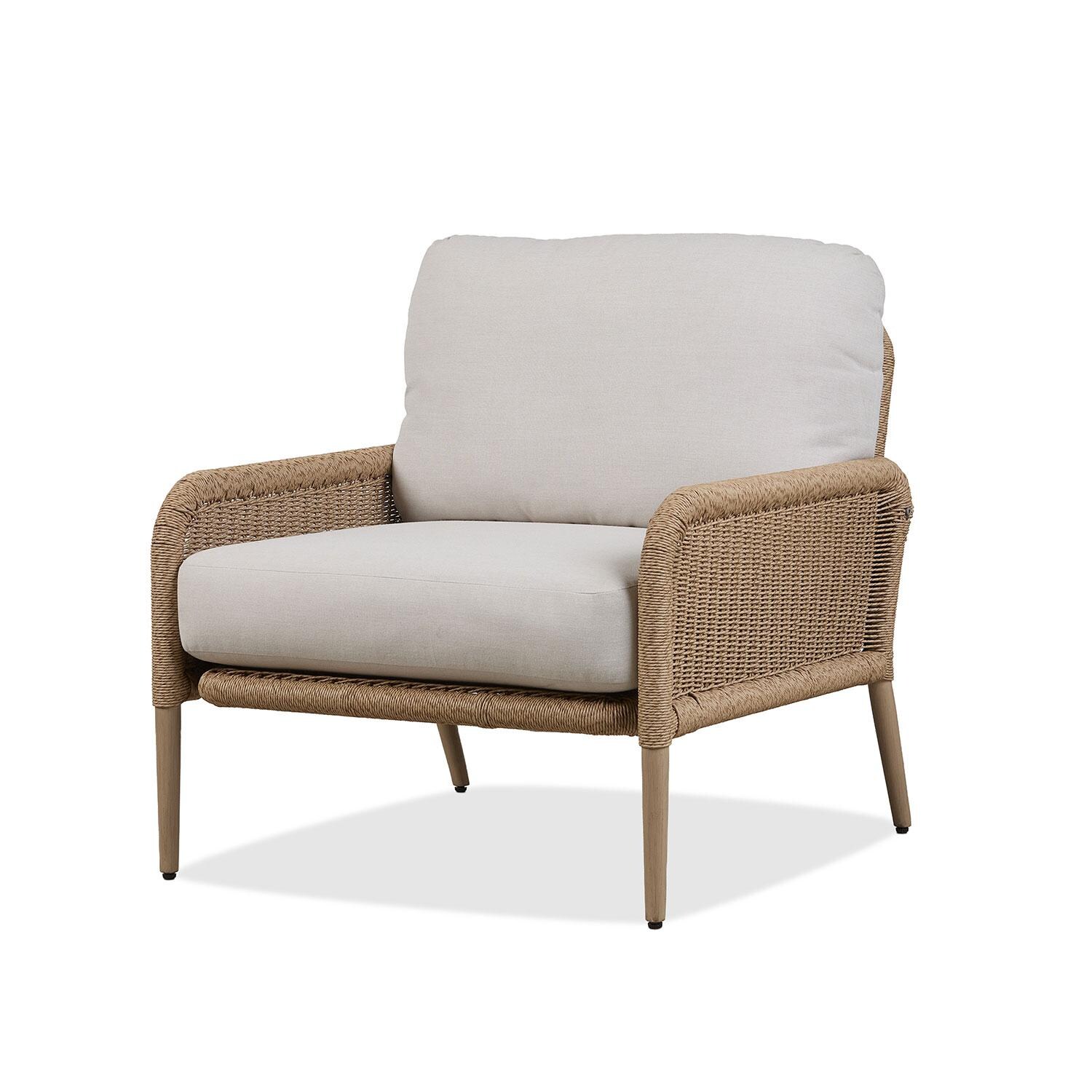 Rustic View Wicker Outdoor Club Chair in Natural W/ Sunbrella Cushions by Lakeview Outdoor Designs - Angled - White Background thumbnail