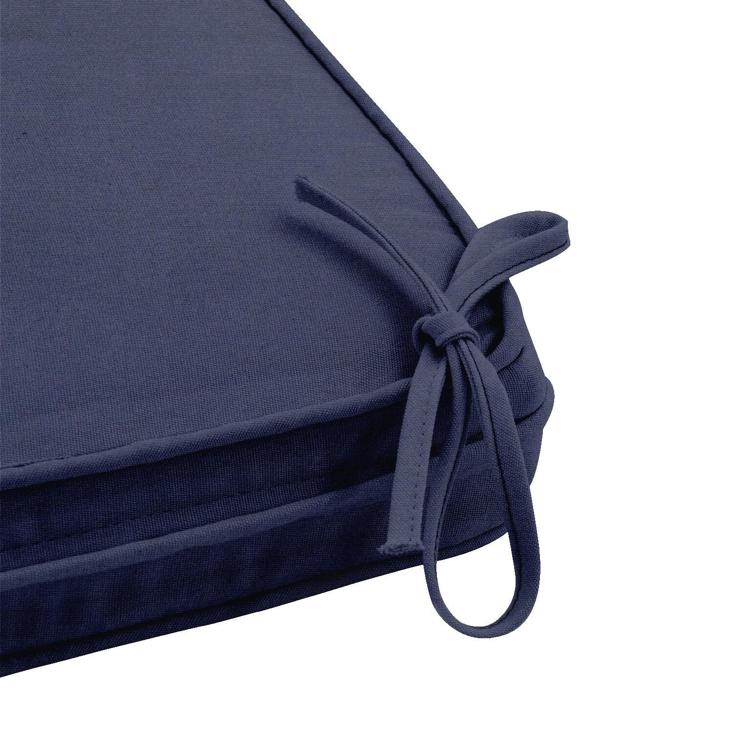 Sunbrella Spectrum Indigo Medium Outdoor Replacement Bench Cushion W/ Piping By UltimatePatio.com - Tie Detail thumbnail