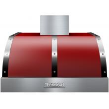 Tecnogas Superiore 36-Inch DECO Red / Chrome Under Cabinet Vent Hood - 600 CFM - HD361BT-RC image