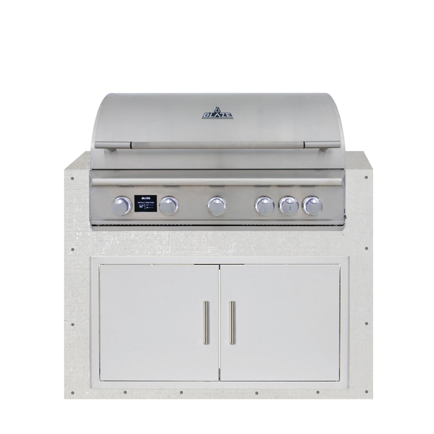 BBQGuys Signature 48-in Ready for Finish Outdoor Kitchen Module w/ Blaze LTE PRO 40-in Natural Gas Grill & Double Doors