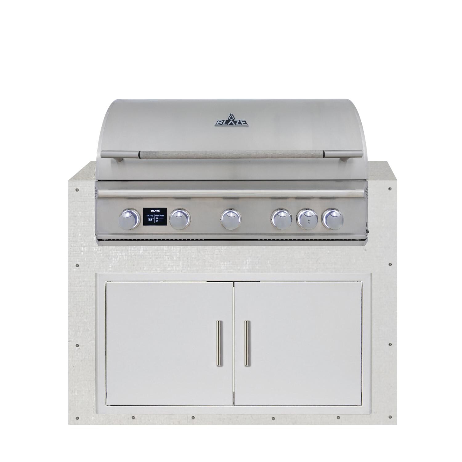 BBQGuys Signature 48-in Ready for Finish Outdoor Kitchen Module w/ Blaze LTE PRO 40-in Natural Gas Grill & Double Doors - Module - White Background thumbnail