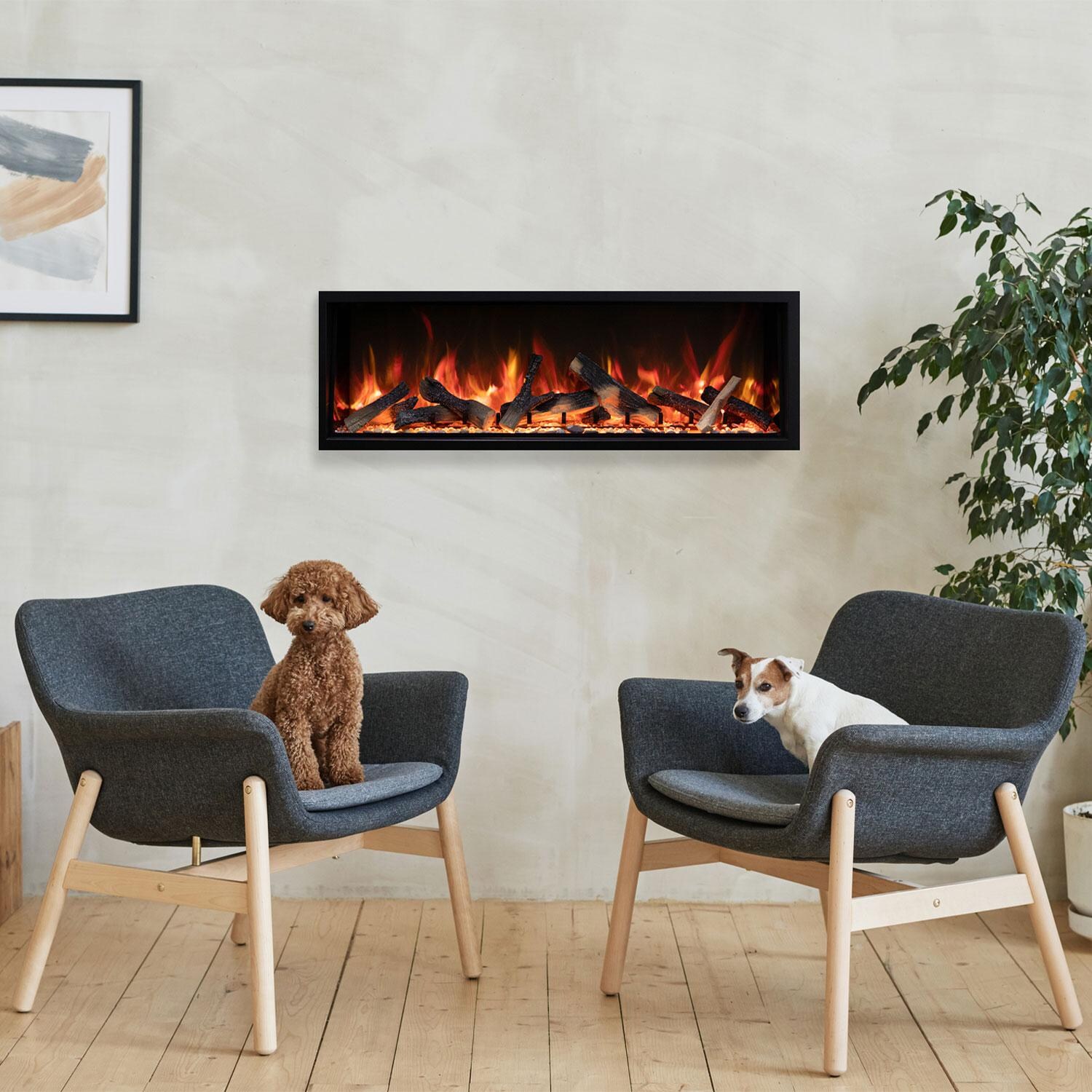 Amantii Symmetry XT Bespoke 50-Inch Electric Fireplace W/ Thermostatic Remote, WiFi Capable & Selection of Media Options - Lifestyle thumbnail