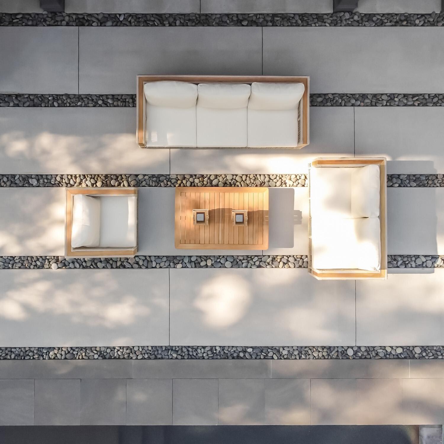 Teak + Table Barbados 47 Inch Chat Table - Aerial View - Lifestyle thumbnail