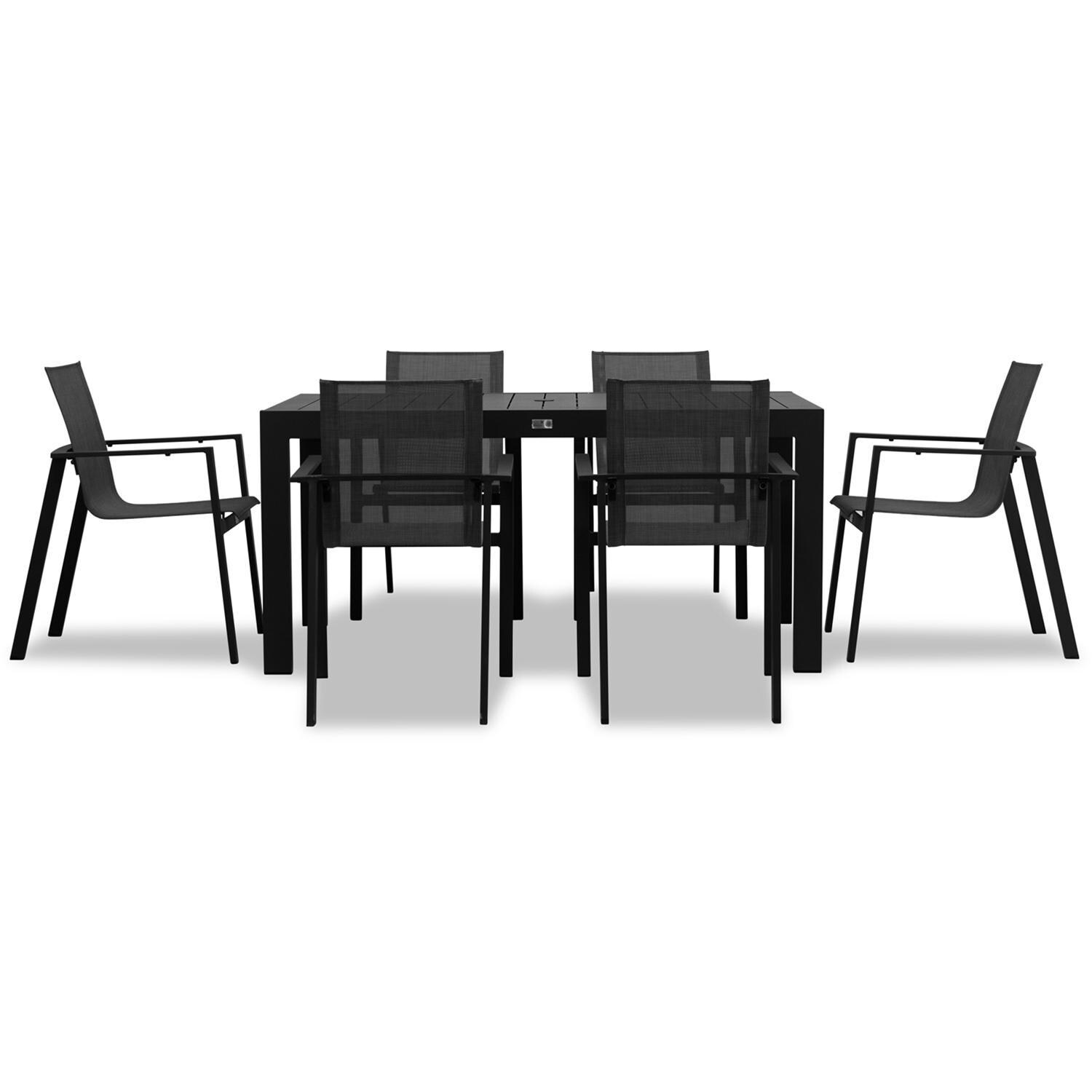 Spring Bay 6 Seat Rectangular Dining Set in Black - Front View - White Background thumbnail