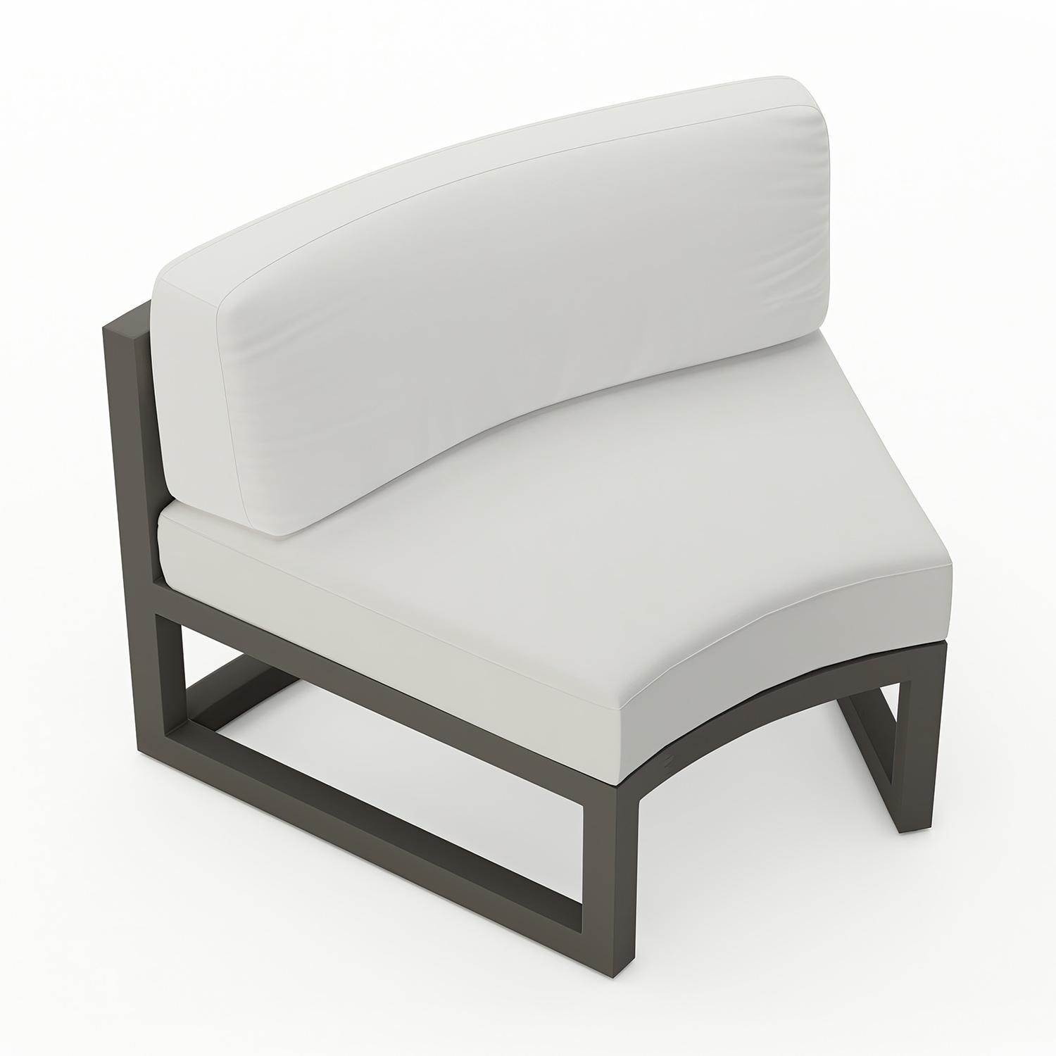 Misty Cove 2 Piece Aluminum Curve Club Chair in Slate w/Canvas Natural Cushions by Lakeview - Top Angle View - White Background thumbnail
