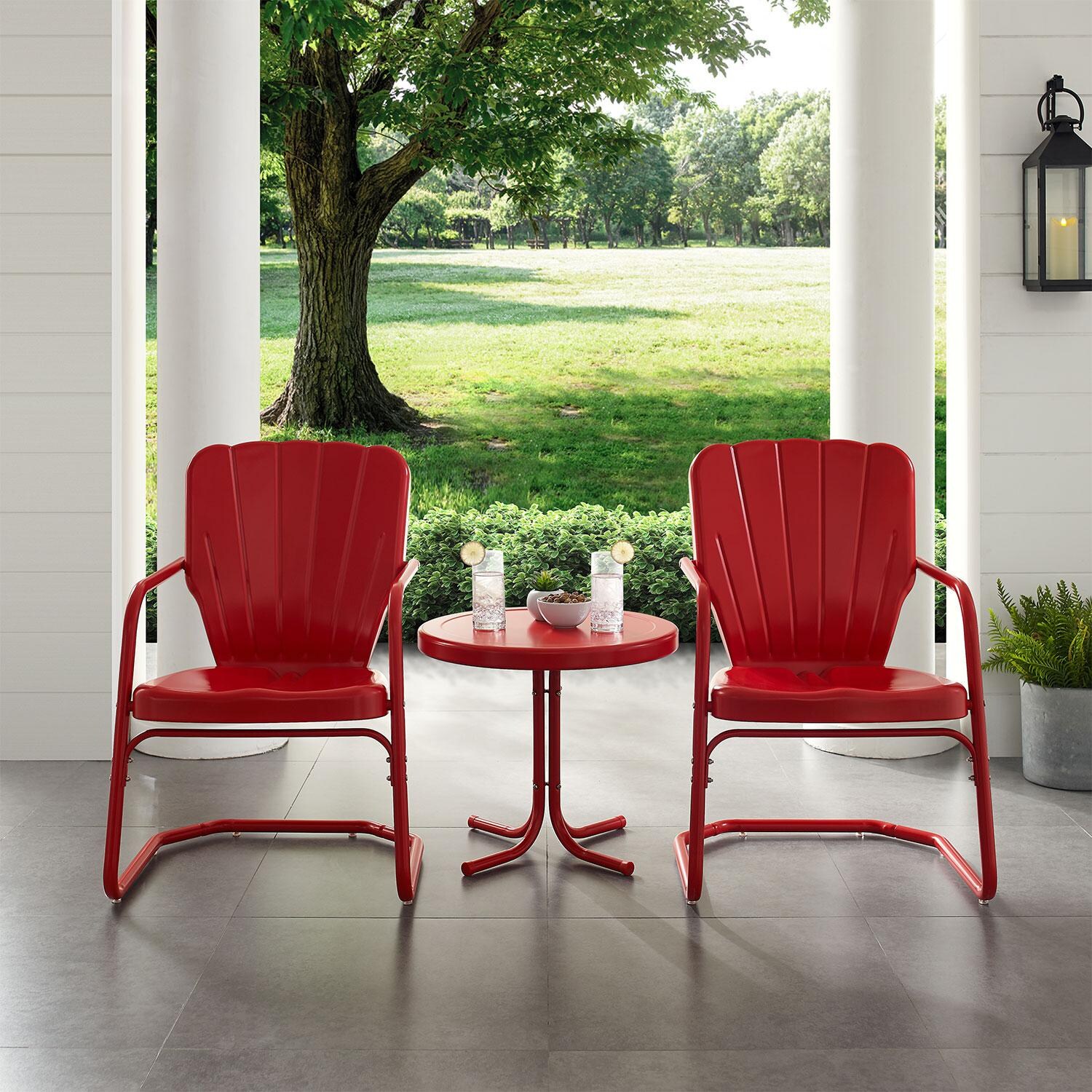 Fieldlook 3 Pc Steel Seating Set in Bright Red Gloss by Ultimate Patio