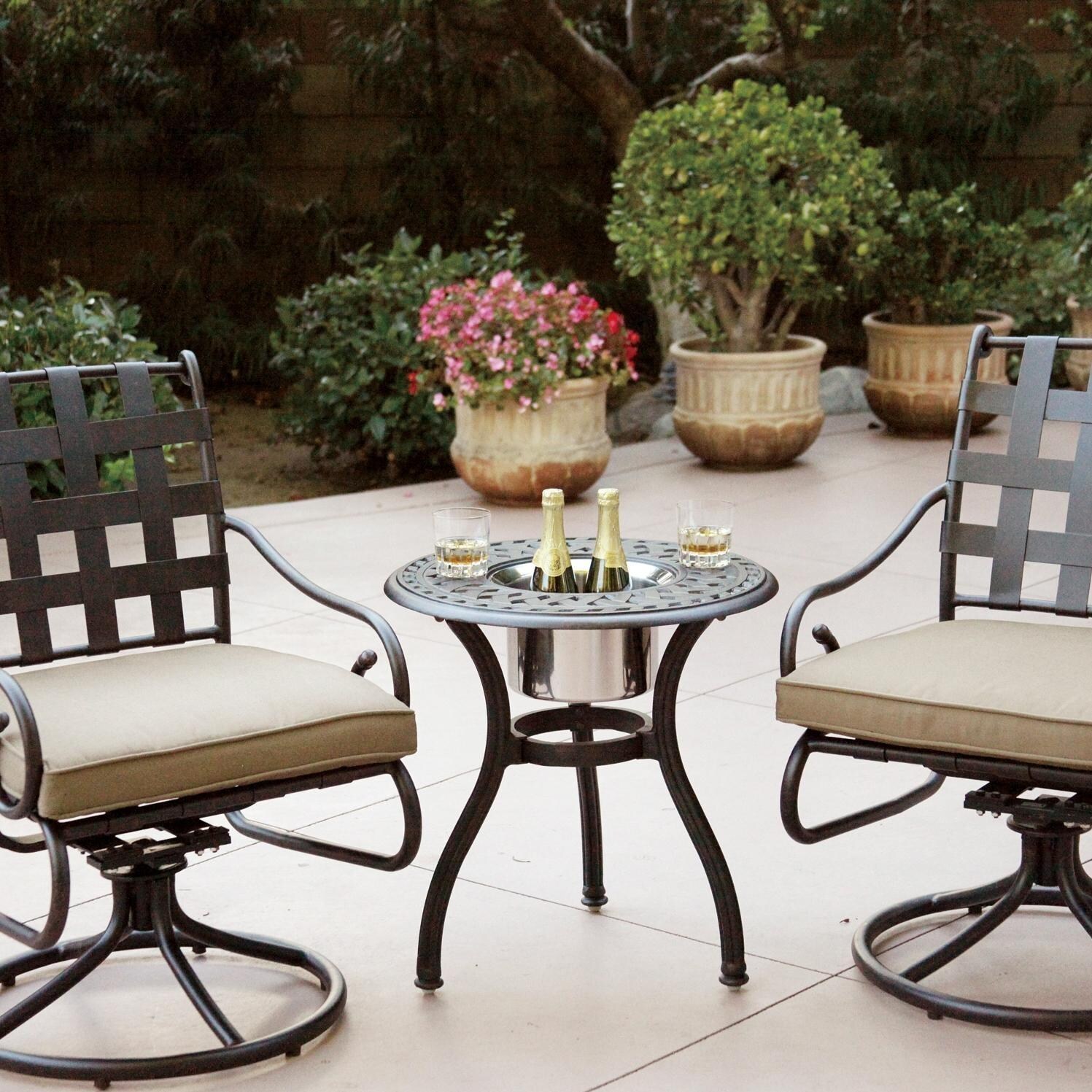 Darlee Malibu 3 Piece Cast Aluminum Patio Bistro Set With Swivel