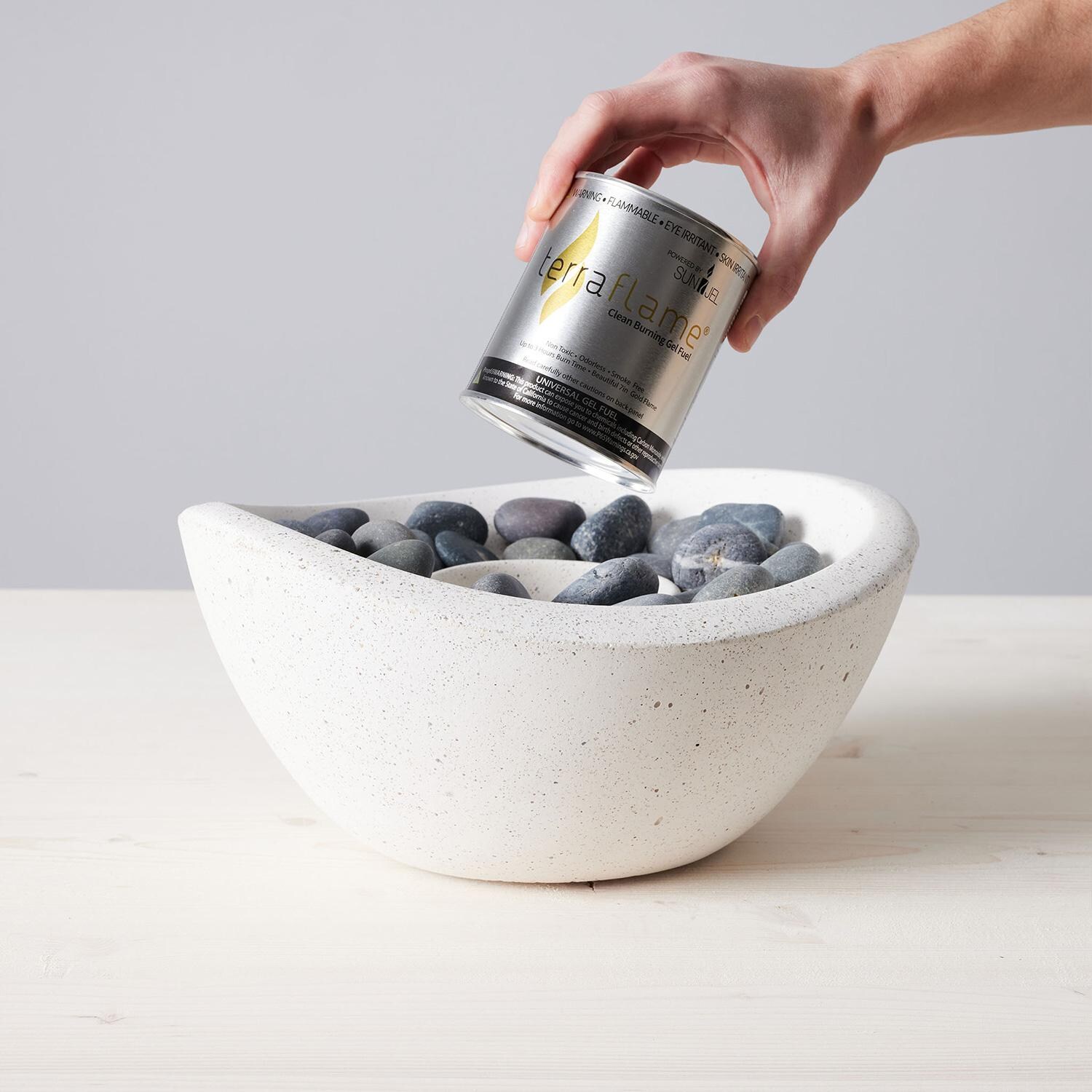 TerraFlame Wave Table Top Fire Bowl - White - Gel Fuel Added thumbnail