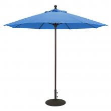 Galtech 9 Ft. Bar Height Octagonal Aluminum Patio Market Umbrella W/ Push Lift - Black Frame W/ Sunbrella Canvas Pacific Blue Canopy