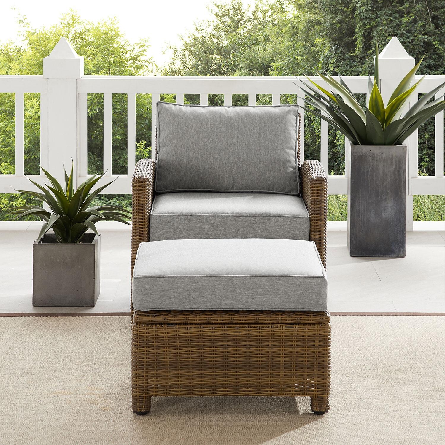 Ultimate Patio UP-92414WB-GY 2Pc Wicker Outdoor Chair Set in Gray - Front View - Lifestyle thumbnail