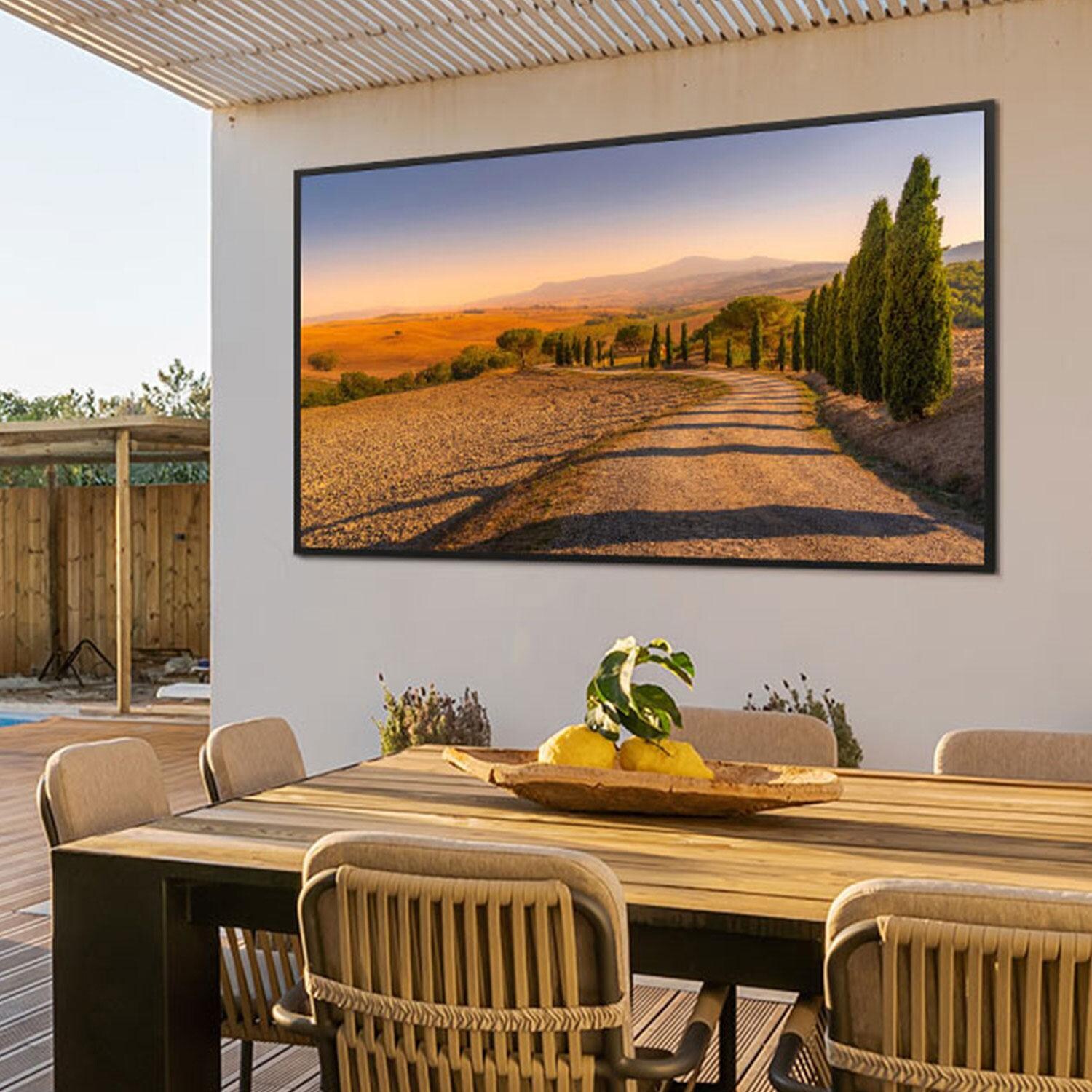 Samsung QN75LST7DAFXZA 75-in Class LST7D The Terrace Partial Sun Neo QLED 4K Smart Tizen TV - Outdoor Dining - Lifestyle thumbnail