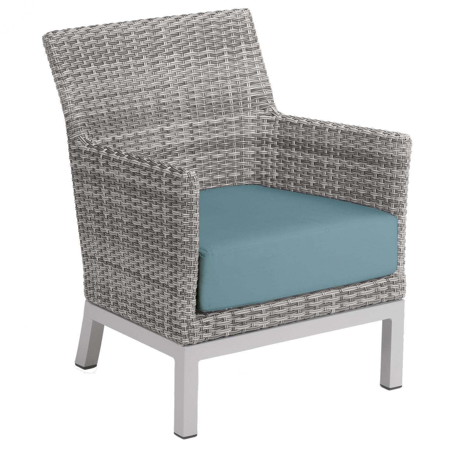 Argento Wicker Patio Club Chair W/ Ice Blue Cushion By Oxford Garden