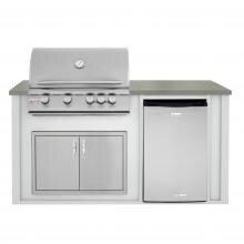 BBQGuys.com 6 Ft BBQ Island With Blaze 32-Inch Propane Gas Grill, Double Access Door & Compact Refrigerator - Gray/Gray - BLZAD4.5LP-6VP4CGNG image