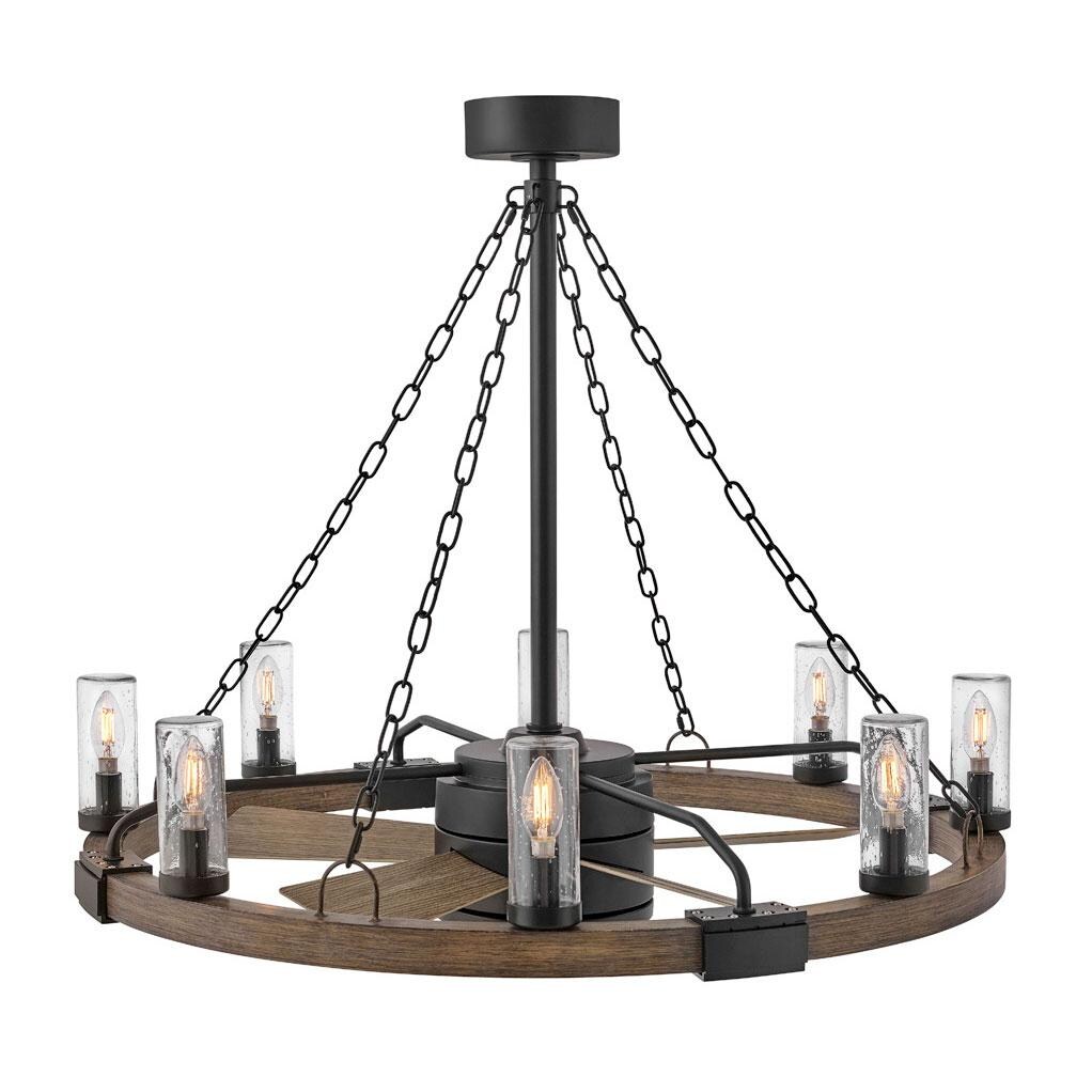 Hinkley Lighting Sawyer 36 Inch Indoor / Outdoor Fandelier W/ 28 Inch Fan And LED Lighting - Matte Black - 902928FMB-LWD