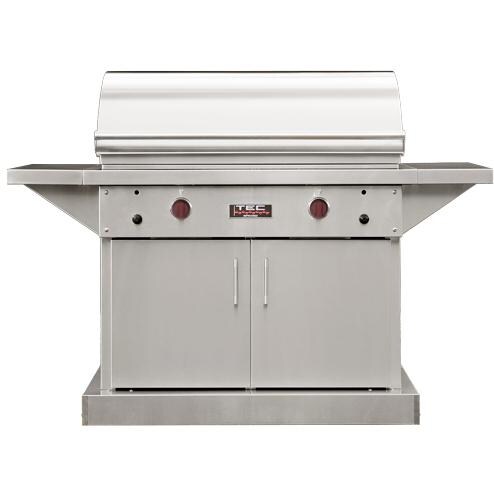 TEC Sterling Patio FR 44-Inch Freestanding Infrared Natural Gas Grill On Stainless Cabinet W/ Red Knobs thumbnail