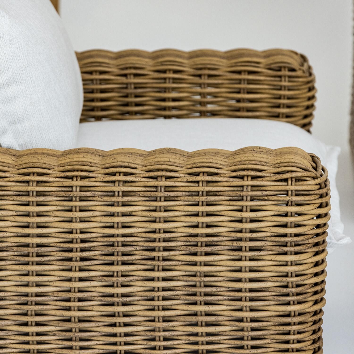 Playa Resin Wicker Oversized Swivel Club Chair in Medium Wood/Soothe Pearl by Sunset West - Side Up Close - White Background thumbnail