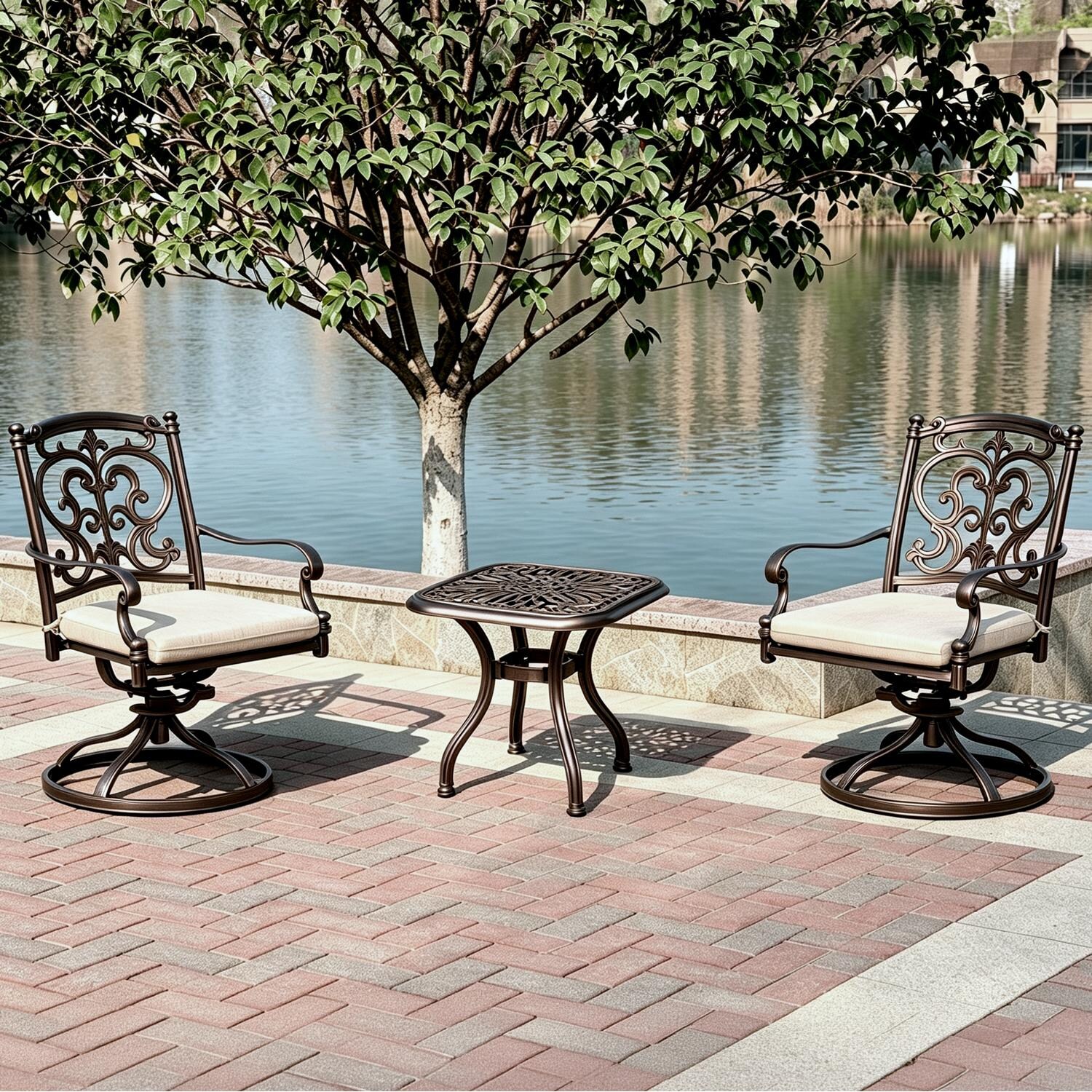 Darlee Santa Barbara 3 Pc Cast Aluminum Bistro Set - Lifestyle thumbnail