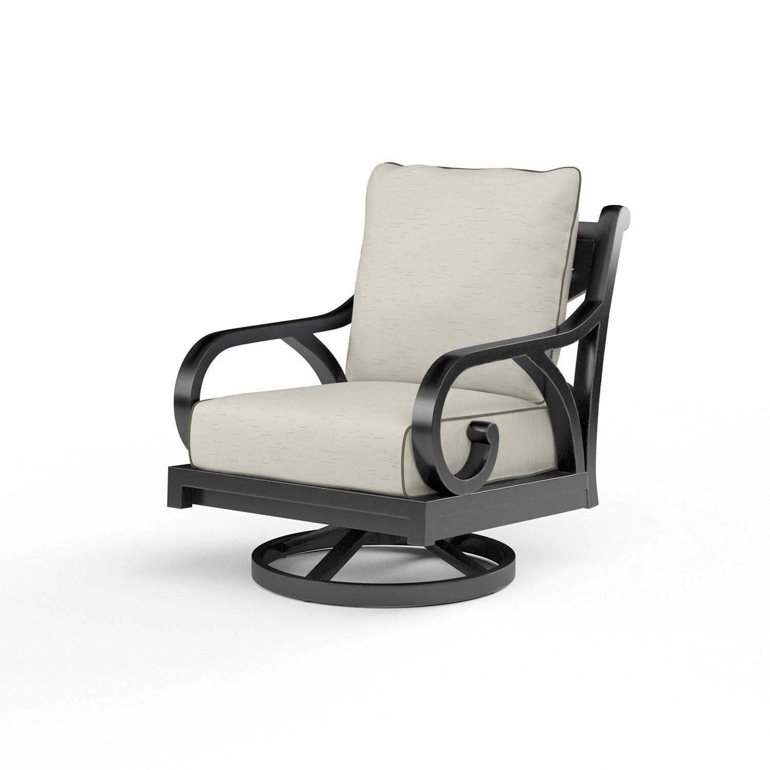 Monterey Aluminum Patio Swivel Rocker in Canvas Natural w/ Self Welt By Sunset West - Display - White Background thumbnail