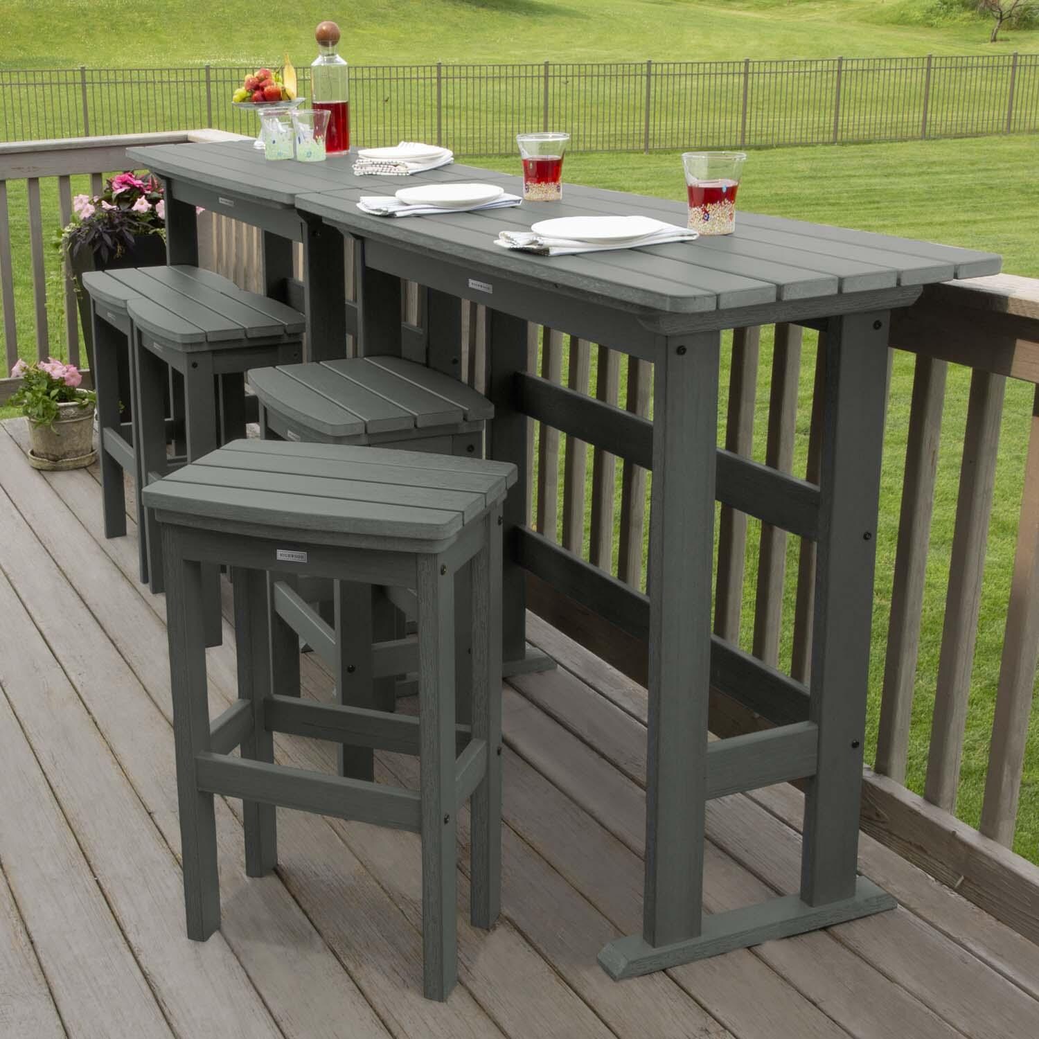 Hart Lane 6 Pc Recycled Plastic Bar Height Dining Set in Coastal Teak By Lakeview Outdoor Designs - Alternate Configuration - Lifestyle thumbnail