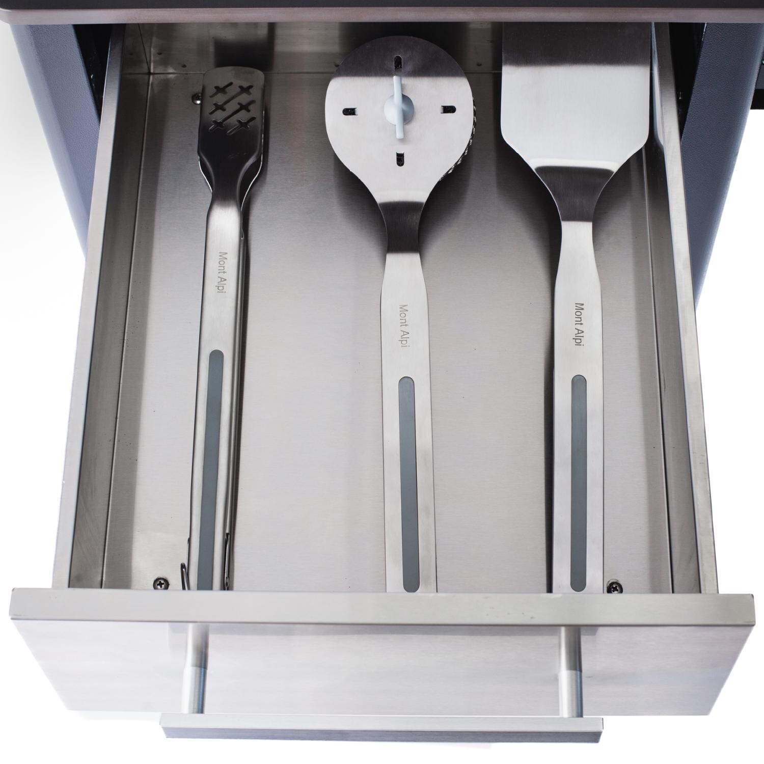Long-handled tongs, spatula, and grill brush thumbnail